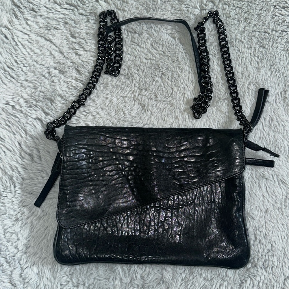 Italian leather black shoulder/crossbody bag
